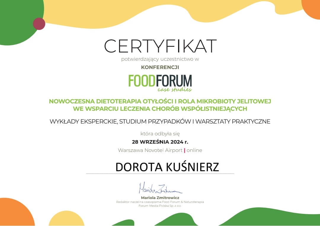 Certyfikat Food Forum — Homeostaza i równowaga metaboliczna, 2025
